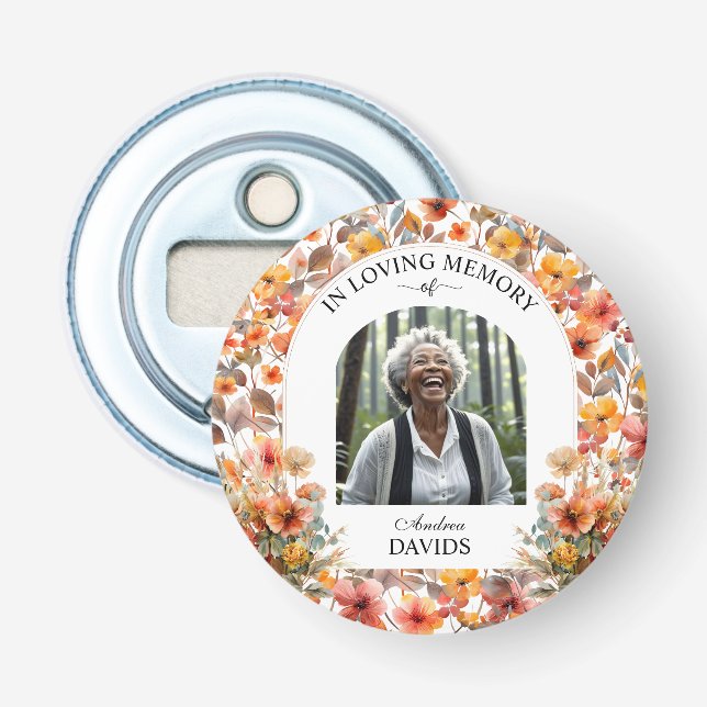 Abrebotellas Celebration Of Life Floral Funeral Keepsake (Anverso)