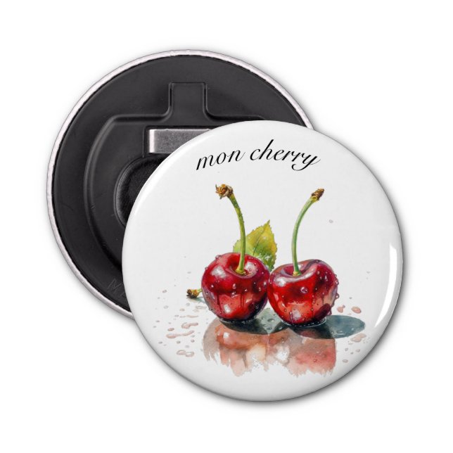 Abrebotellas Cerezas queridas en acuarela, personalizado (Anverso)