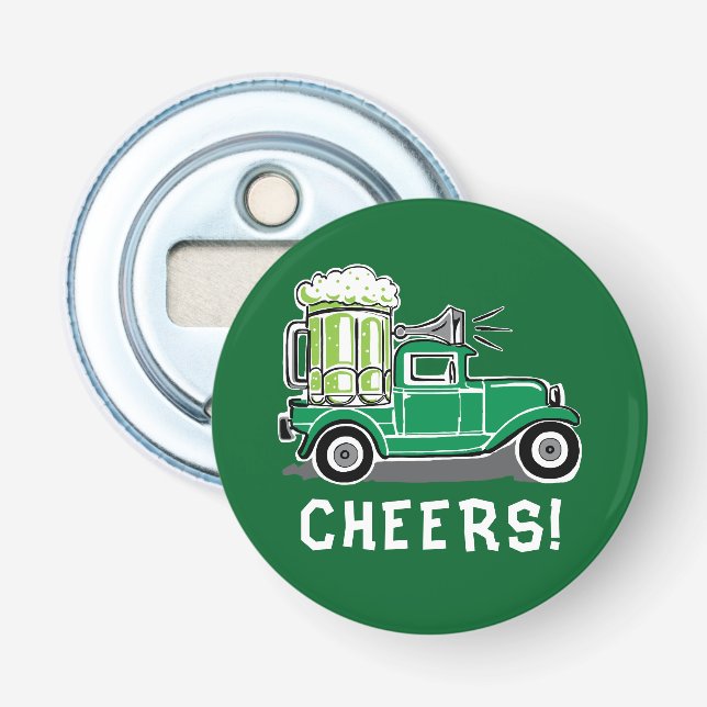 Abrebotellas Cerveza verde de camioneta de San Patricio (Anverso)