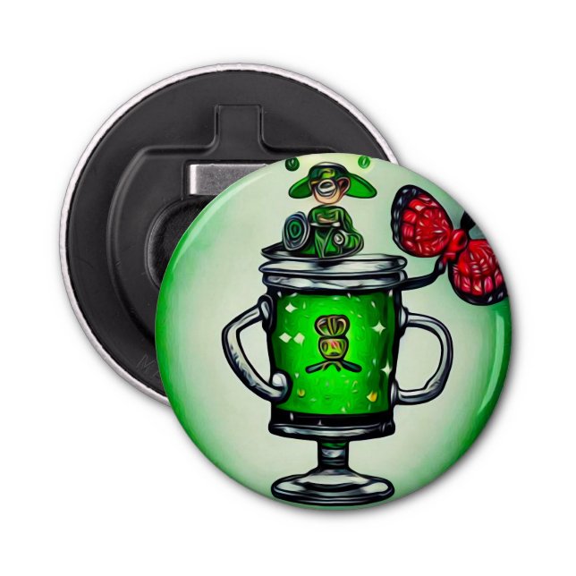 Abrebotellas Cerveza verde surrealista St. Patrick's Day (Anverso)