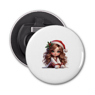 Abrebotellas Chica de Navidades con arte de Santa Hat