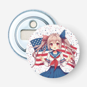 Abrebotellas CHICA patriótico de anime de Estados Unidos