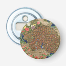 Chinoiserie Pavo Azul con Jardín de Flores Exótica
