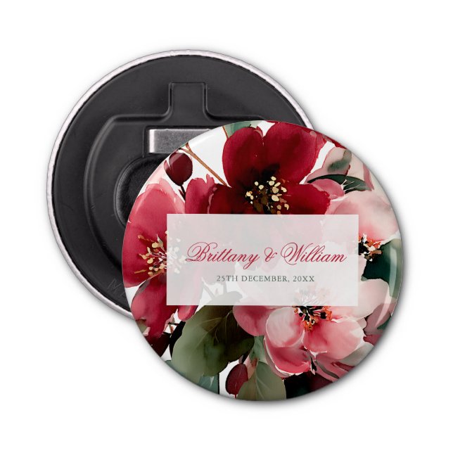 Abrebotellas  Christmas Themed Red Floral Wedding  (Anverso)