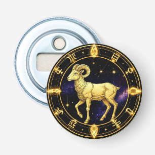 Abrebotellas Círculo Zodiacal Aries Dorado Con Carnero