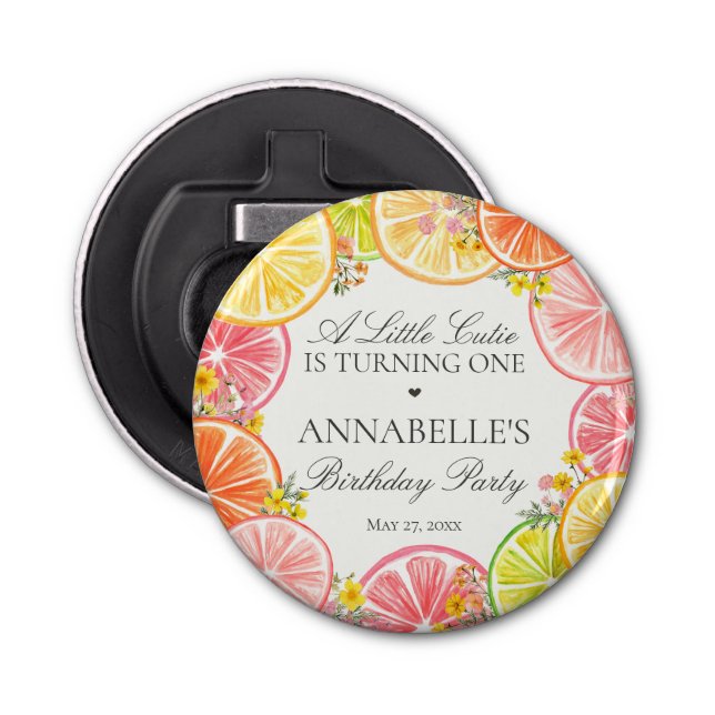 Abrebotellas Citrus Floral Little Cutie Cumpleaños Party Favor (Anverso)