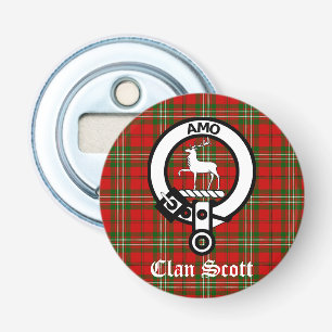 Abrebotellas Clan Scott Escudo Badge y Tartán