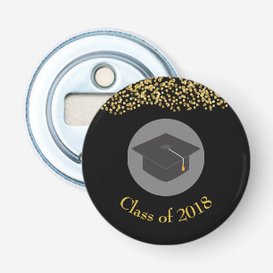 Abrebotellas Clase Faux Gold Confetti & Graduation Cap de 20xx
