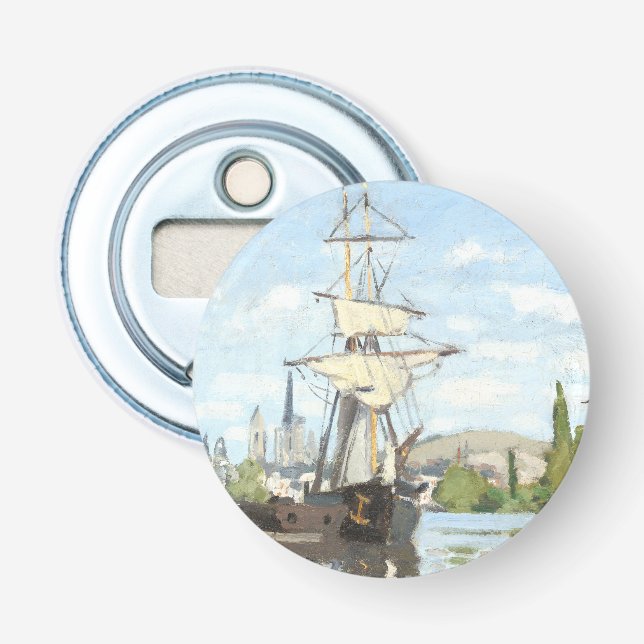 Abrebotellas Claude Monet. Buques montando en el Sena en Ruán (Anverso)