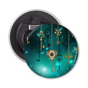 Abrebotellas Claves de esqueleto antiguas sobre fondo verde