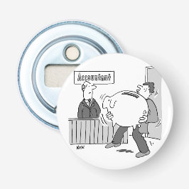 Abrebotellas Cliente contable con enorme banco piggy