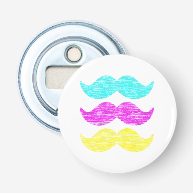 Abrebotellas CMY Mustaches (estilo letterpress) (Anverso)