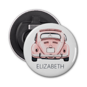Abrebotellas Coche con buggy Bug Bug clásico rosa personalizado