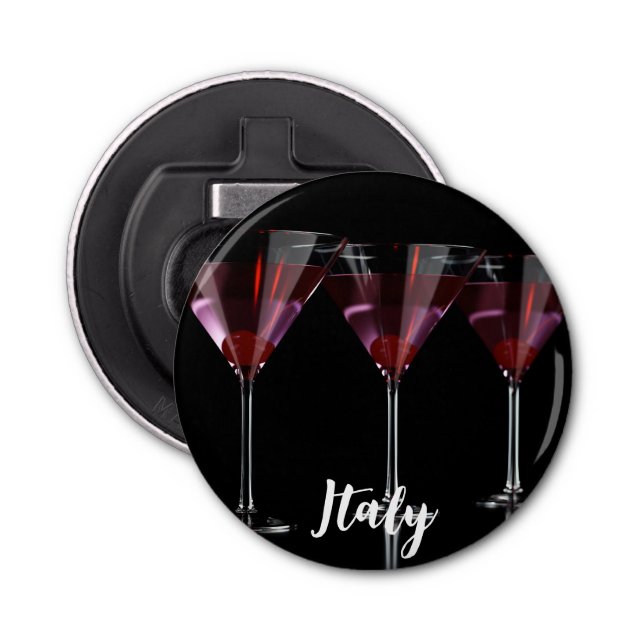 Abrebotellas Cócteles rojos en vidrio martini con cereza (Anverso)