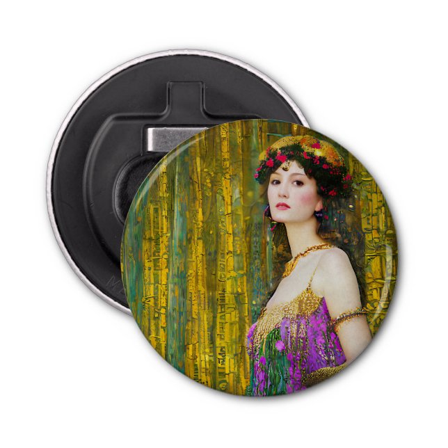 Abrebotellas Collage al estilo Klimt retrato de una mujer (Anverso)