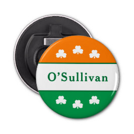 Abrebotellas Colores de bandera de Irlanda de apellido personal