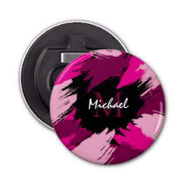 Abrebotellas Colores de pincel de nombre rosa caliente con mono