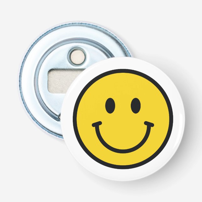 Abrebotellas con cara sonriente. Emoji divertido  (Anverso)