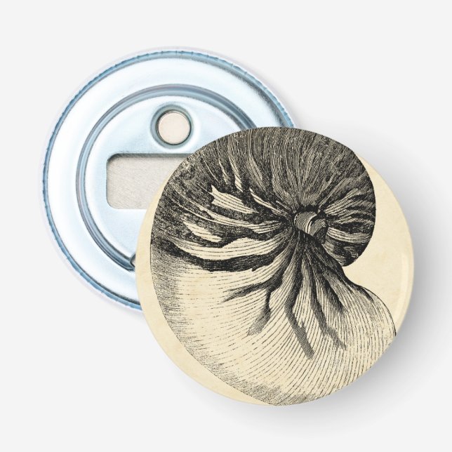 Abrebotellas Concha blanca y negra vintage (Anverso)