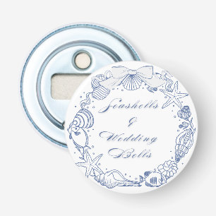 Abrebotellas Conchas y Campanas de Boda Diseño Costero