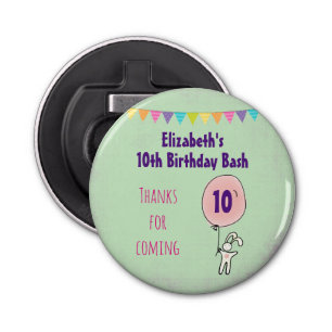 Abrebotellas Conejito lindo sostiene un cumpleaños con globo