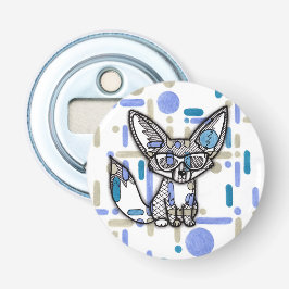 Abrebotellas Cool Fennec Fox with Sunglasses Blue Geometric Bot