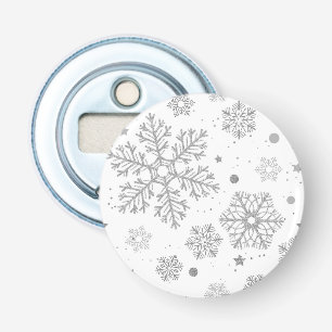 Abrebotellas Copo de nieve plateado sobre blanco
