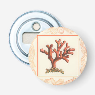 Abrebotellas Coral rojo con la frontera de Shell de la concha