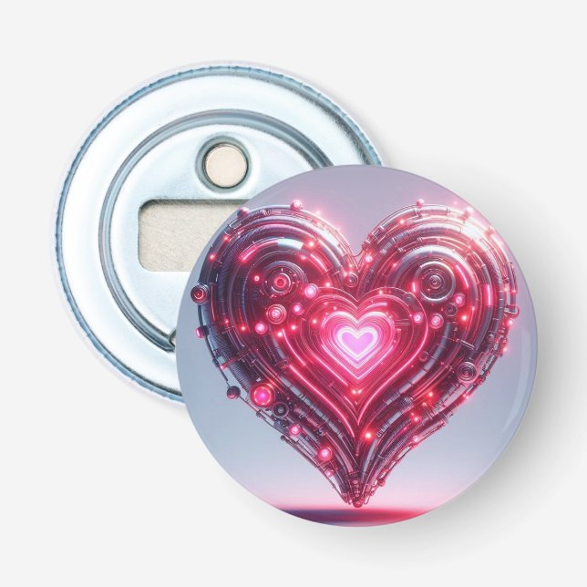 Abrebotellas Corazón rosa brillante futurista moderno (Anverso)