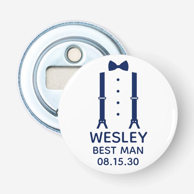 Abrebotellas Corbata azul del padrino (Anverso)