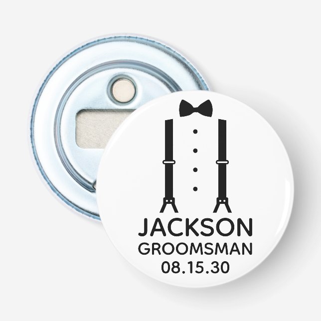 Abrebotellas Corbata de lazo negra para padrino de boda (Anverso)