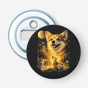 Abrebotellas Corgi Divertido Aullando a La Luna