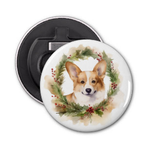 Abrebotellas Corgi Navidades Wreath Festive Pup