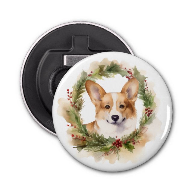 Abrebotellas Corgi Navidades Wreath Festive Pup (Anverso)