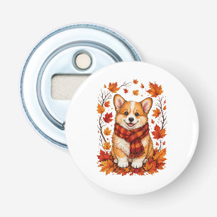 Abrebotellas Corgi perro acogedor de otoño