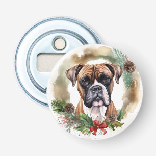 Abrebotellas Corona de Navidad de Boxer Cachorro Festivo