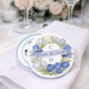 Abrebotellas Corona de Tulipanes en Aquarela Elegante para Boda