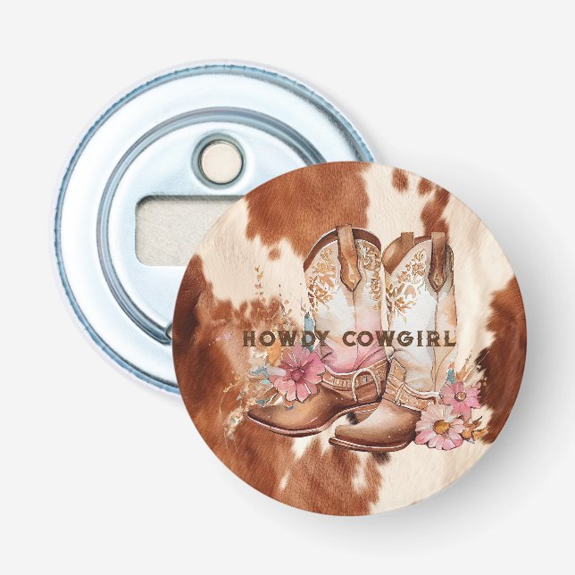 Abrebotellas Cowboy Boots de Cream Marrón Occidental (Anverso)