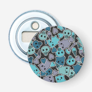 Abrebotellas Cráneos, y corazones en el fondo negro 2