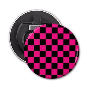 Abrebotellas Cuadrados controlados retro geométrico negro rosa