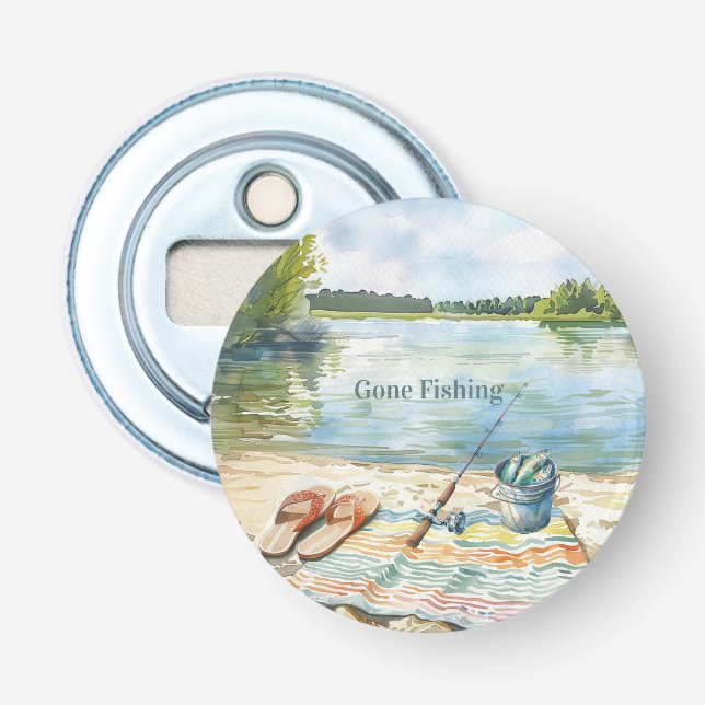 Abrebotellas Cubo Lago Blue Gone Fishing (Anverso)