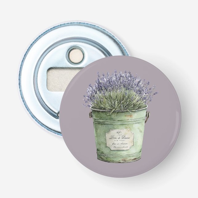 Abrebotellas Cubo Verde Blanco Flores Lavanda (Anverso)