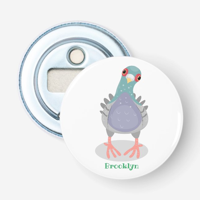 Abrebotellas Curioso ilustracion personalizado de palomas (Anverso)