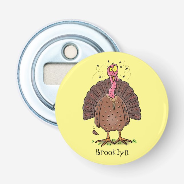 Abrebotellas Curioso pavo de corral marrón con personalizado de (Anverso)