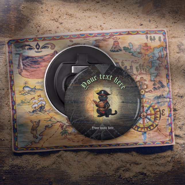 Abrebotellas Curiosos dictadores de gatos piratas misterios ant (Curious pirate cat deciphers ancient mysteries bottle opener)