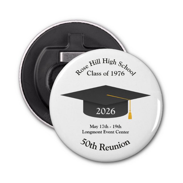 Abrebotellas Custom Grad Cap Reunion Keepsake Bottle Opener (Anverso)