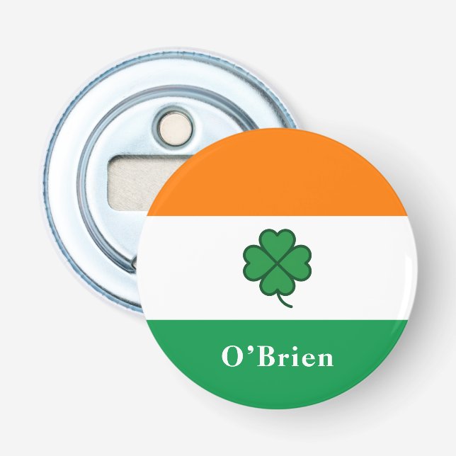 Abrebotellas Custom Irish Flag Bottle Opener with Last Name (Anverso)