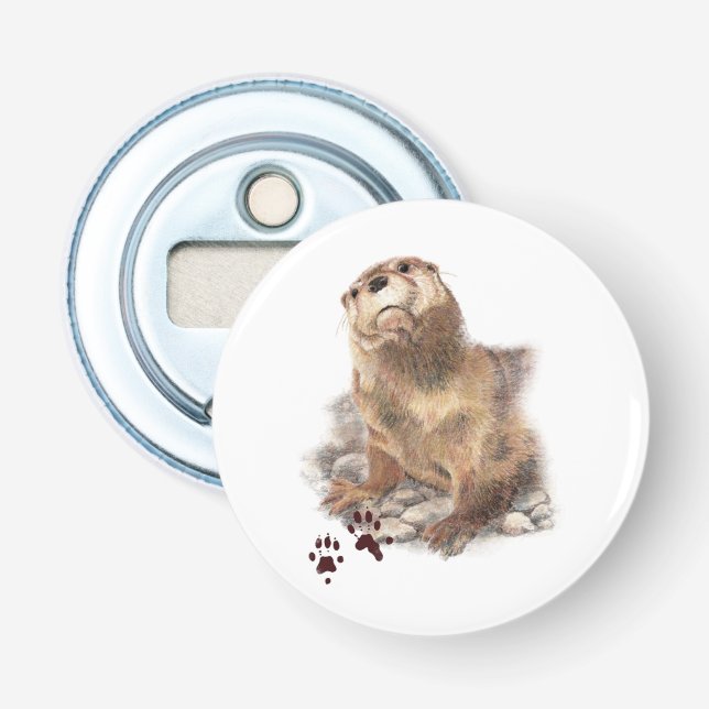 Abrebotellas Cute acuarela Otter Wildlife Arte animal (Anverso)