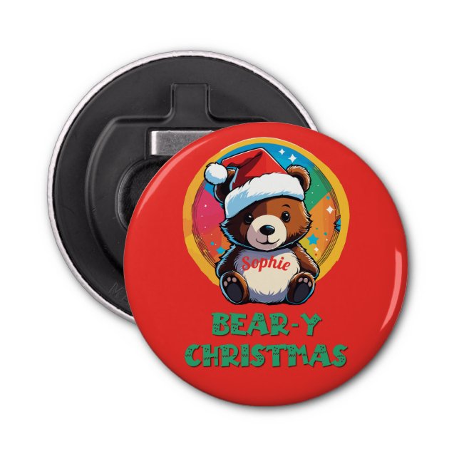 Abrebotellas Cute Adorable Kawaii Chibi Oso Navidad (Anverso)