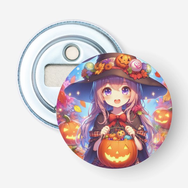 Abrebotellas Cute Anime Halloween Witch (Anverso)